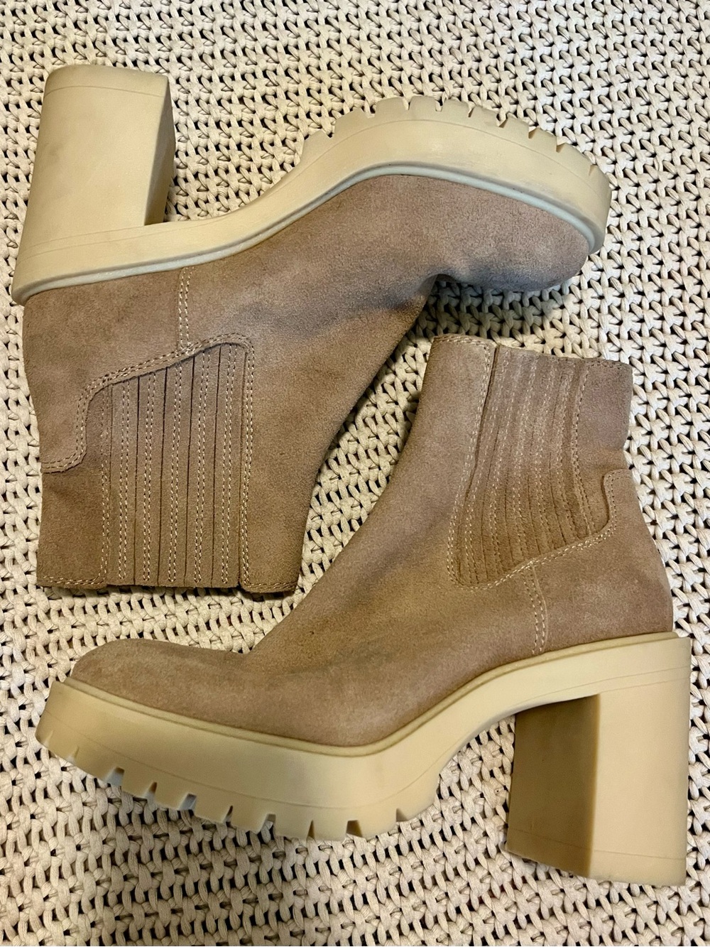 Dolce Vita Caster Suede H2O Rain Weather Chelsea Lug Sole Platform Ankle Boots